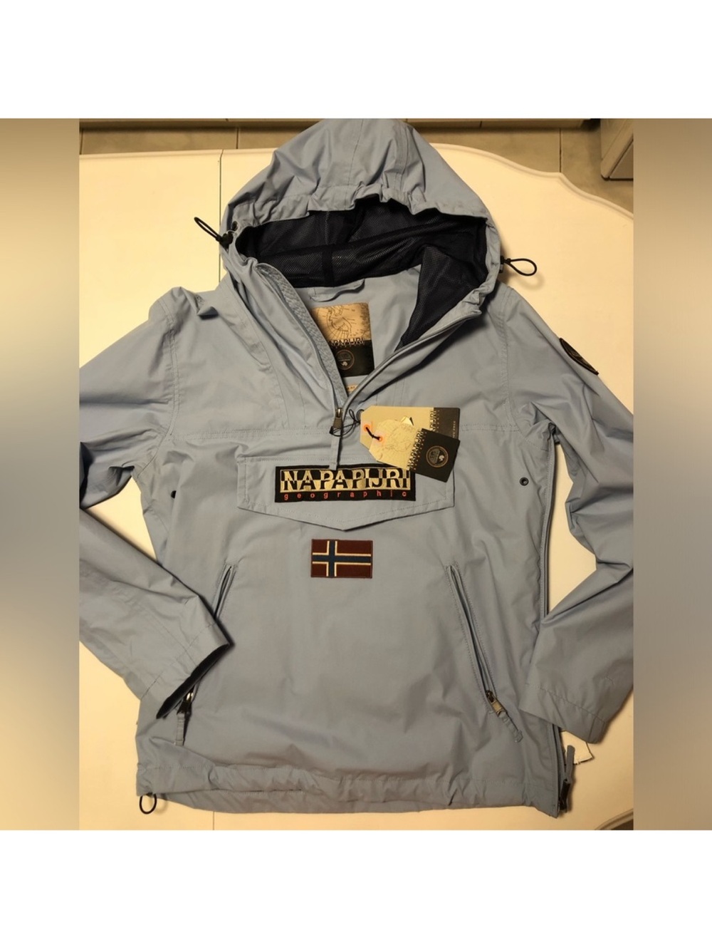 New! Napapijri Men's Light Blue anorak